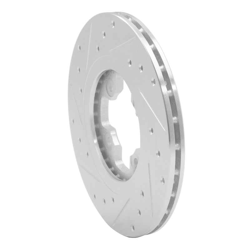 R1 Concepts R1 81-88 Nissan Maxima Front Right Drilled & Slotted Silver Brake Rotor