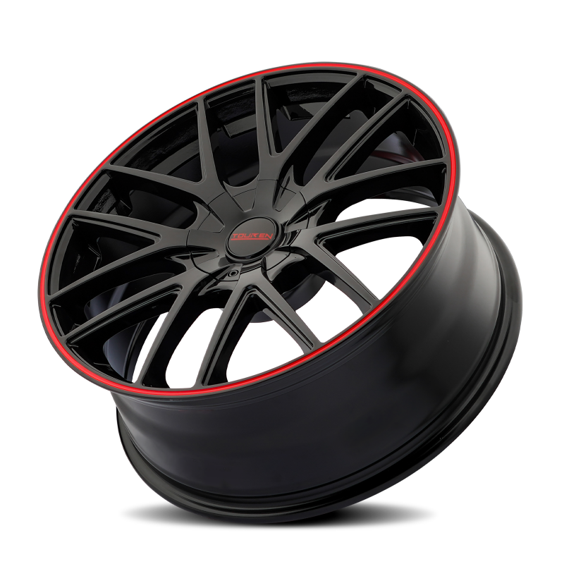 Touren 3260 TR60 16x7 / 5x110/115 BP / 42mm Offset / 72.62mm Hub Gloss Black w/ Red Ring Wheel