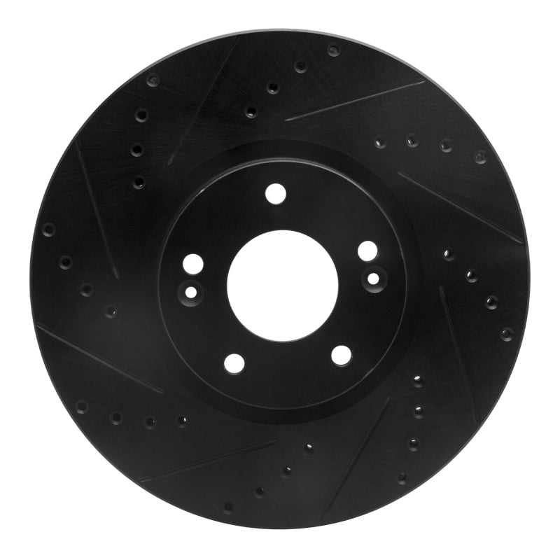 R1 Concepts R1 07-12 Hyundai Veracruz Front Left Drilled & Slotted Black Brake Rotor