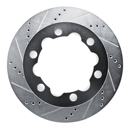 R1 Concepts R1 06-25 American Coach Patriot Rear Left Drilled & Slotted Silver Brake Rotor