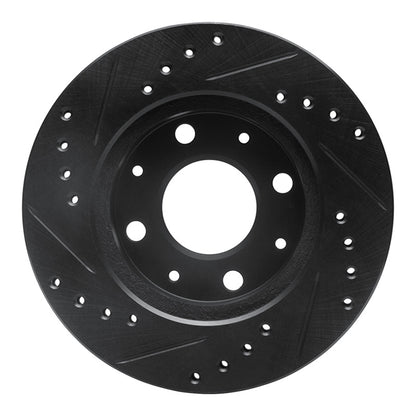 R1 Concepts R1 84-06 Honda CRX Front Right Drilled & Slotted Black Brake Rotor