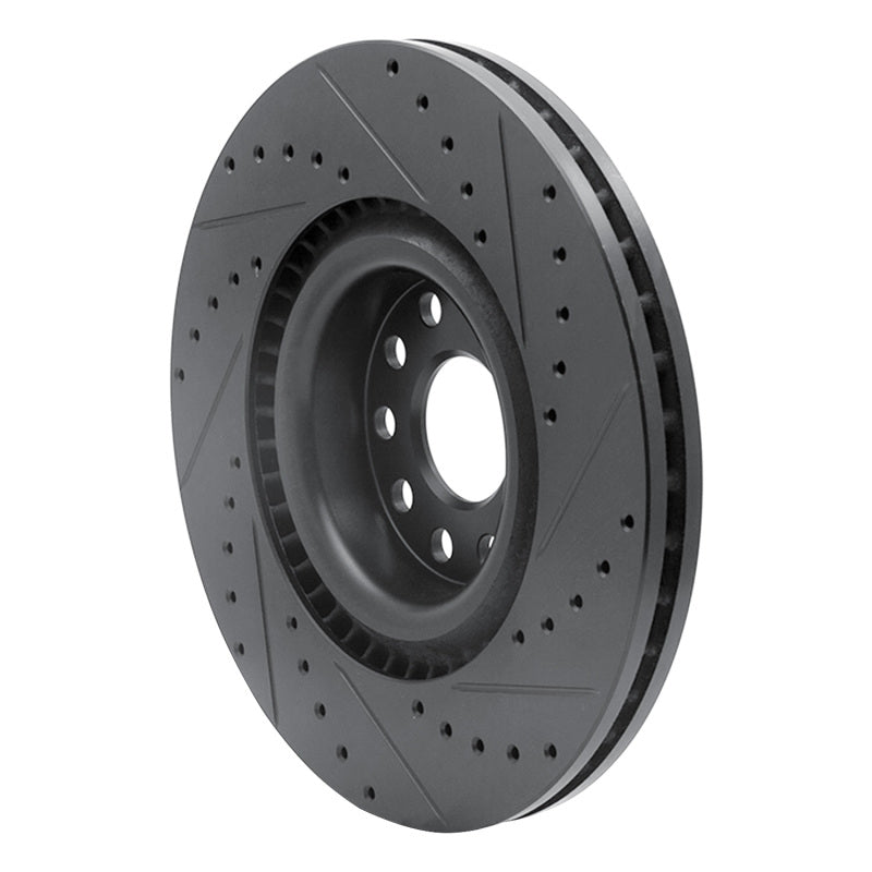 R1 Concepts R1 06-13 Audi S3 (Mexico) Front Left Drilled & Slotted Black Brake Rotor