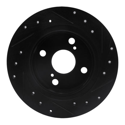 R1 Concepts R1 87-92 Chevrolet Nova Rear Left Drilled & Slotted Black Brake Rotor