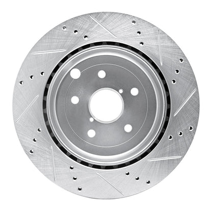 R1 Concepts R1 08-20 Subaru Impreza Rear Left Drilled & Slotted Silver Brake Rotor
