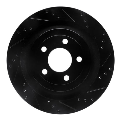 R1 Concepts R1 15-23 Ford Mustang Rear Right Drilled & Slotted Black Brake Rotor