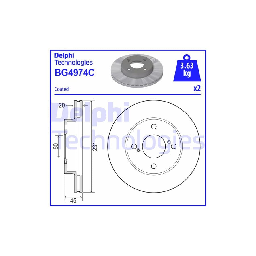 Delphi Bg4974C Brake Disc For Suzuki Ignis Iii (Mf)