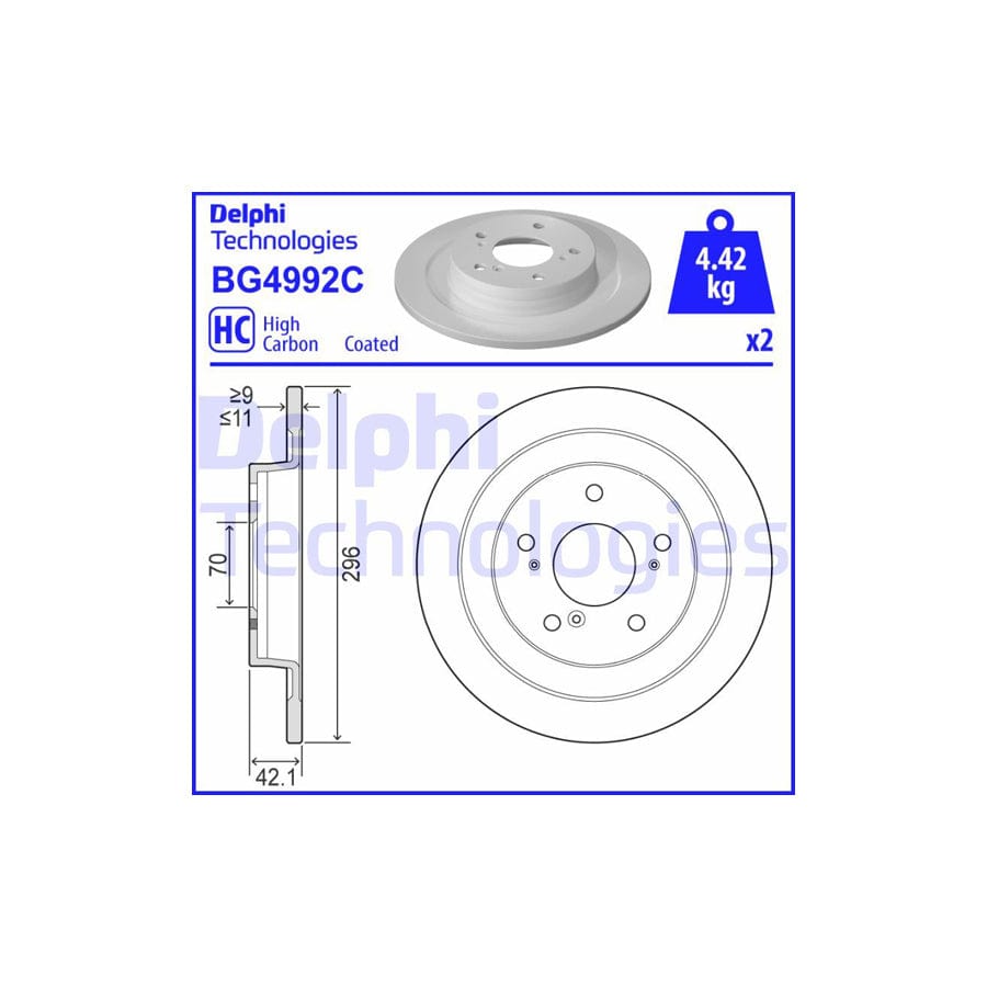 Delphi Bg4992C Brake Disc For Honda Civic Ix Hatchback (Fk)