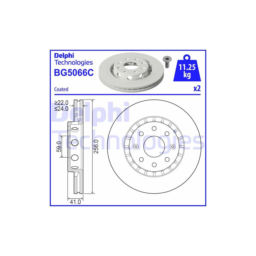 Delphi Bg5066C Brake Disc For Chevrolet Aveo