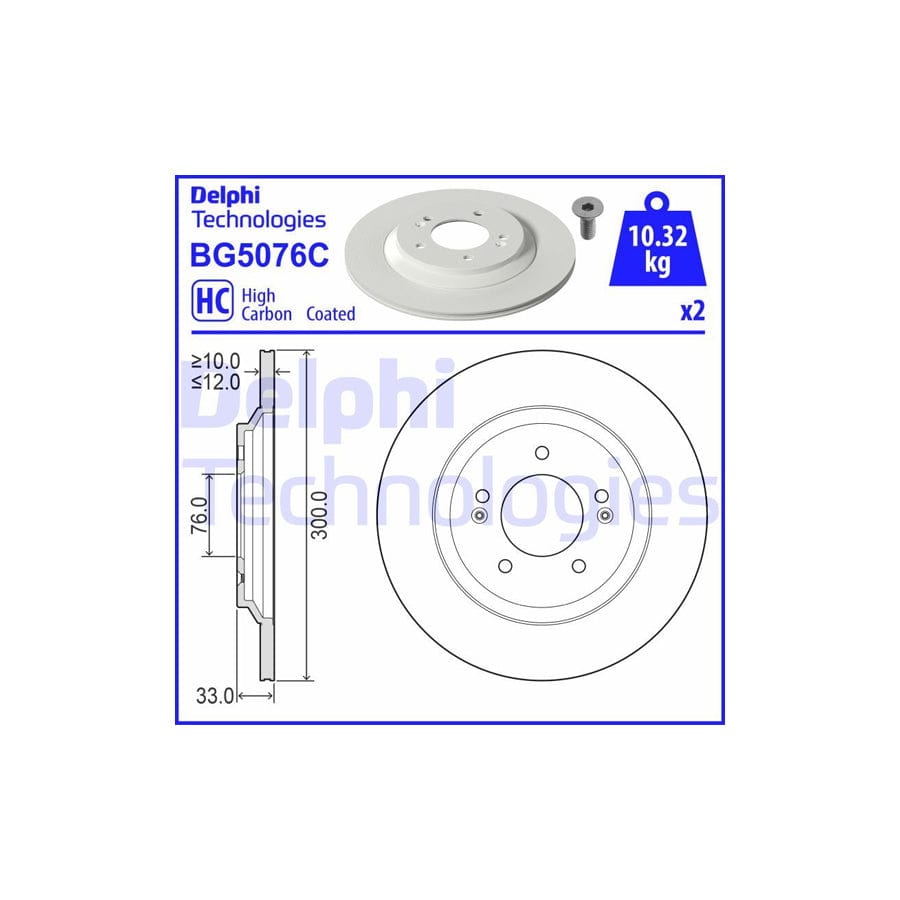 Delphi Bg5076C Brake Disc For Hyundai I30