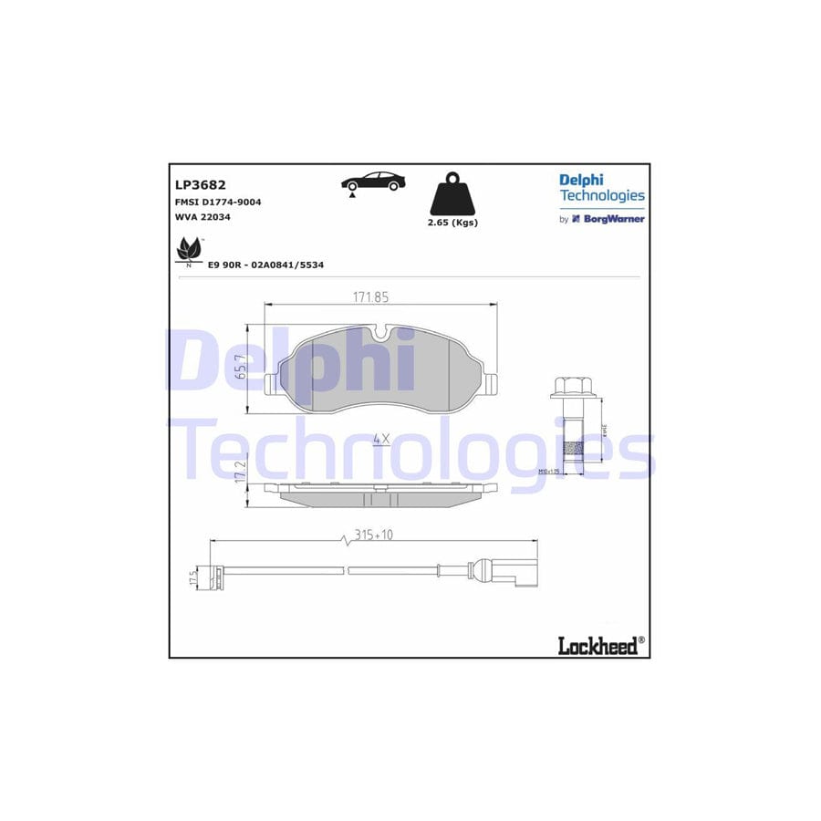 Delphi Lp3682 Brake Pad Set For Ford Transit