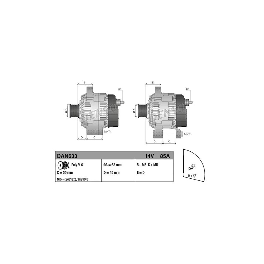 DENSO DAN633 Alternator