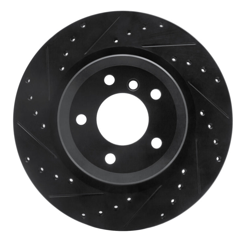 R1 Concepts R1 06-15 BMW 335XI Rear Left Drilled & Slotted Black Brake Rotor