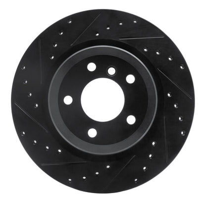 R1 Concepts R1 06-15 BMW 335XI Rear Left Drilled & Slotted Black Brake Rotor