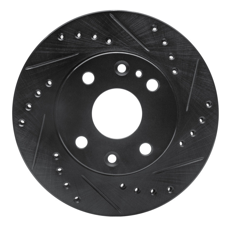 R1 Concepts R1 94-97 Ford Aspire Front Right Drilled & Slotted Black Brake Rotor