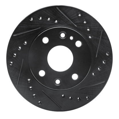 R1 Concepts R1 94-97 Ford Aspire Front Right Drilled & Slotted Black Brake Rotor