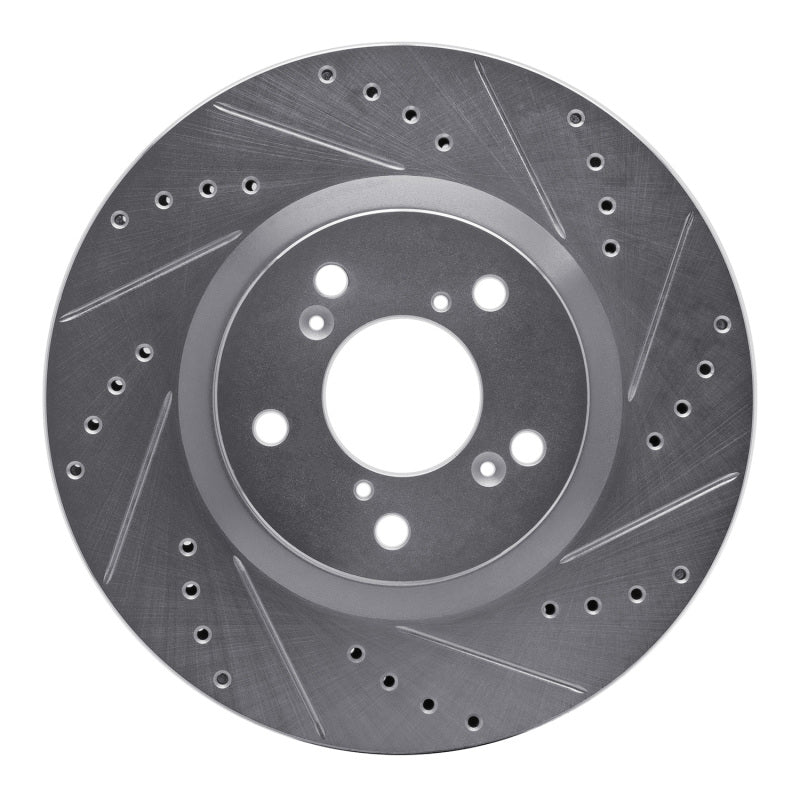 R1 Concepts R1 09-14 Acura TL Front Right Drilled & Slotted Silver Brake Rotor