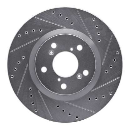 R1 Concepts R1 09-14 Acura TL Front Right Drilled & Slotted Silver Brake Rotor