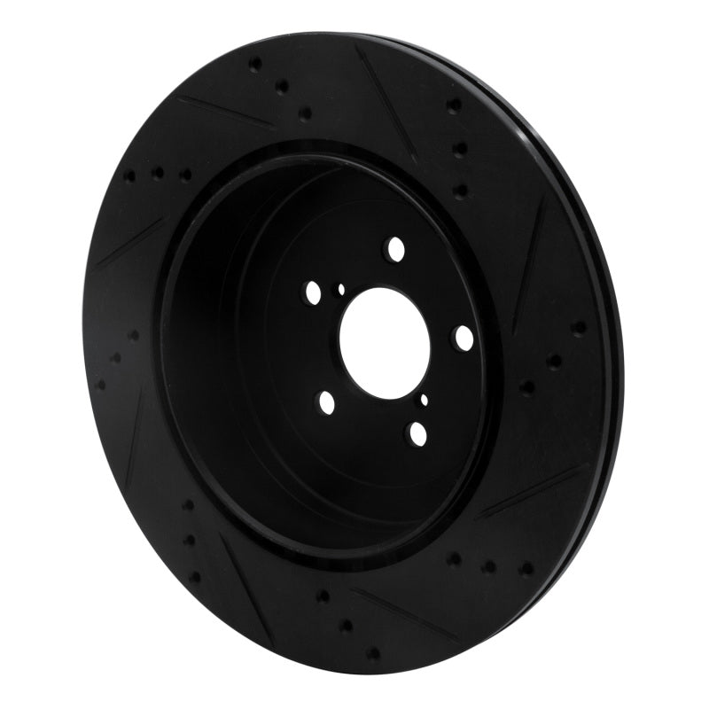 R1 Concepts R1 17-25 Subaru BRZ Rear Left Drilled & Slotted Black Brake Rotor