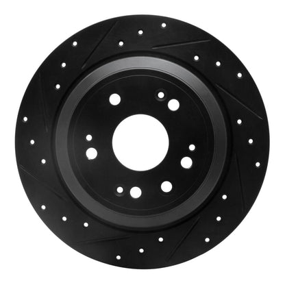 R1 Concepts R1 10-15 Honda Crosstour Rear Left Drilled & Slotted Black Brake Rotor