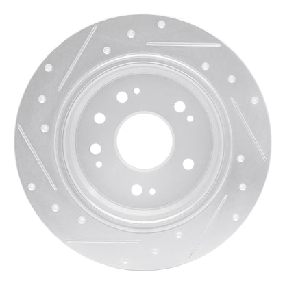 R1 Concepts R1 02-04 Honda CR-V Rear Right Drilled & Slotted Silver Brake Rotor