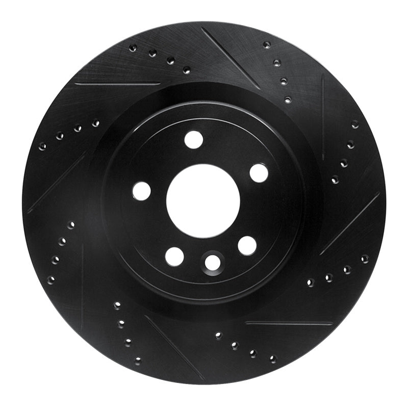 R1 Concepts R1 2017-2020 Jaguar I-Pace Rear Right Drilled & Slotted Black Brake Rotor