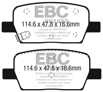 EBC 2016+ Cadillac CT6 2.0L Turbo Yellowstuff Rear Brake Pads