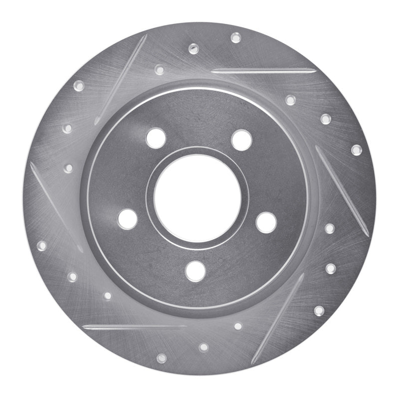 R1 Concepts R1 12-18 Ford Focus Rear Left Drilled & Slotted Silver Brake Rotor