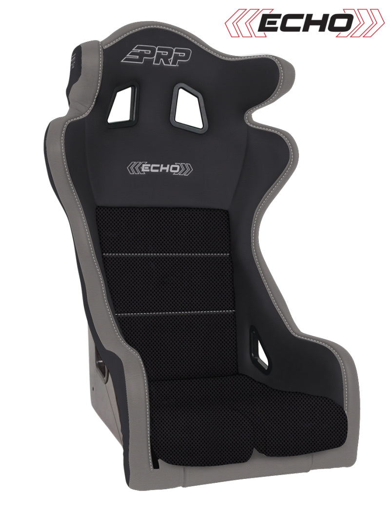 PRP Seats PRP Echo Composite Seat- Black/Grey (PRP Silver Outline/Delta Silver- Silver Stitching)