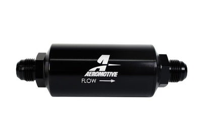 Aeromotive In-Line Filter - (AN -10 Male) 40 Micron Stainless Mesh Element Bright Dip Black Finish