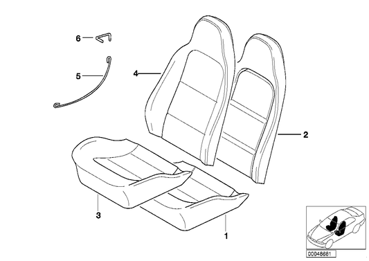 Genuine BMW 52107035384 E36 Cover Backrest Leather Right V3,V4PB BLAU (Inc. Z3 2.5i, Z3 2.0 & Z3 2.2i) | ML Performance US US Car Parts