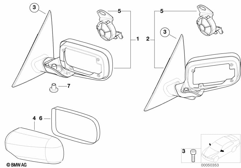 Genuine BMW 51167003423 Outside Mirror Heated With Memory, Left
