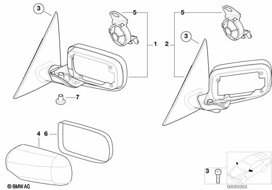 Genuine BMW 51167003423 Outside Mirror Heated With Memory, Left