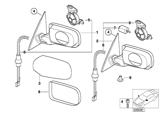 Genuine BMW 51167890829 E46 Heated Outside Mirror, Left GLANZSCHWARZ (Inc. 320d, 318i & 325i) | ML Performance US US Car Parts