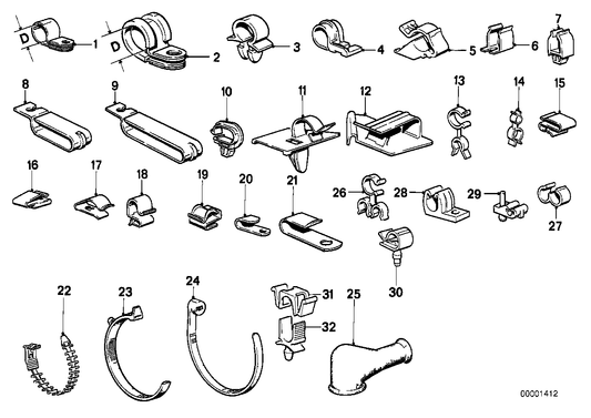 Genuine BMW 12521269327 E12 E30 E21 Cable Holder (Inc. 525td, 324td & 630CSi) | ML Performance US US Car Parts