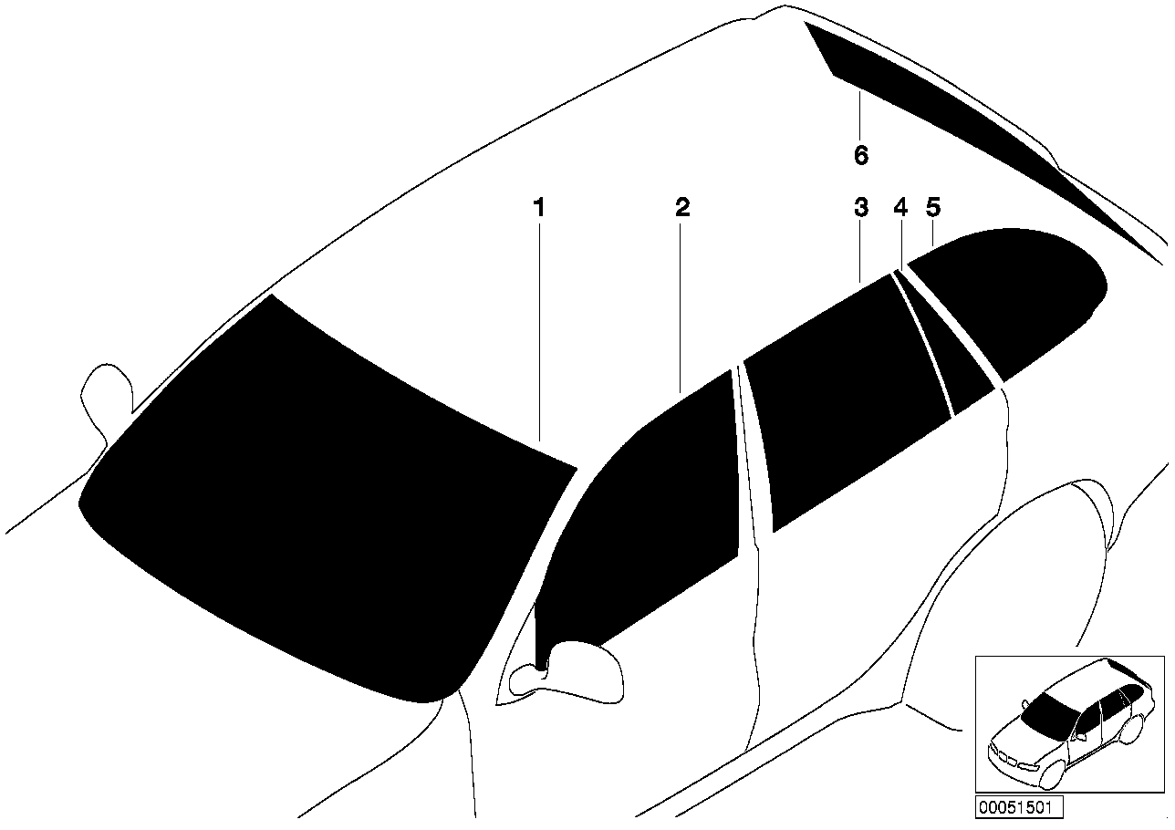 Genuine BMW 51348402572 E53 Side Window, Green, Door, Rear Right (Inc. X5) | ML Performance US US Car Parts