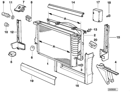 Genuine BMW 17111702453 E31 E32 E34 Radiator A=650mm (Inc. 740iL, 540i & 740i) | ML Performance US US Car Parts