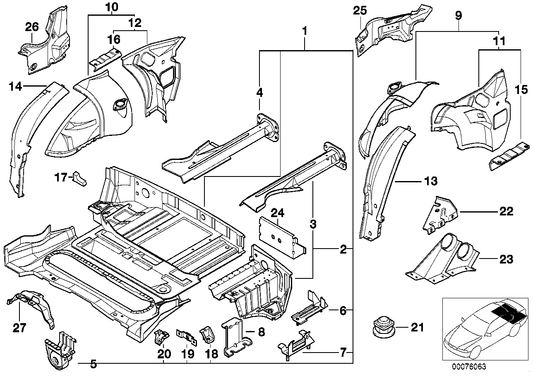 Genuine BMW 41122269462 E36 Right Interior Rear Silencer Bracket (Inc. Z3 M) | ML Performance US US Car Parts