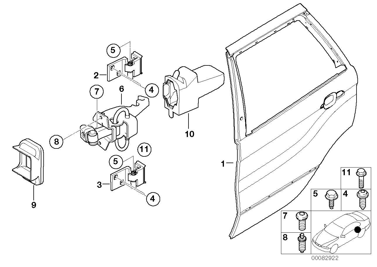Genuine BMW 41528269839 E53 Left Upper Rear Door Hinge (Inc. X5) | ML Performance US US Car Parts
