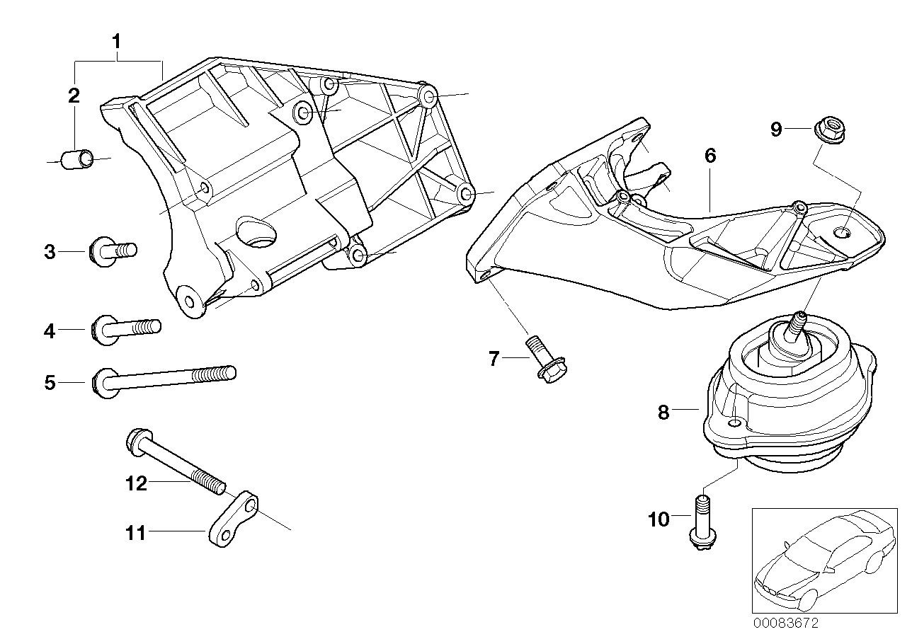 Genuine BMW 22116751345 E53 Engine Support, Left (Inc. X5) | ML Performance US US Car Parts