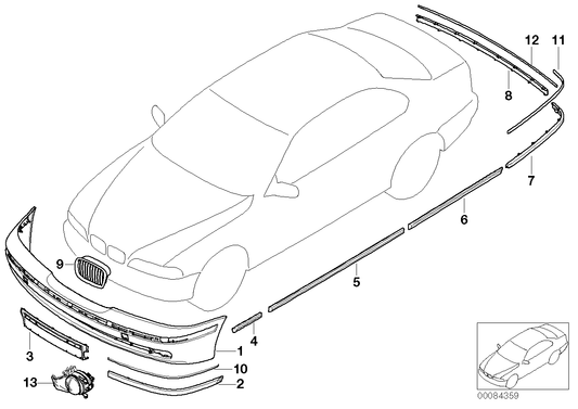 Genuine BMW 51137036699 E39 Molding, Door, Primed, Front Left (Inc. 525tds, 540iP & 530d) | ML Performance US US Car Parts