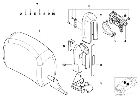 Genuine BMW 52107025606 E46 Cover, Headrest Right LIGHTGELB (Inc. 325Ci, 318Ci & 320Cd) | ML Performance US US Car Parts