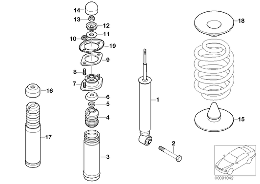 Genuine BMW 33521095647 E46 Shock Absorber, Rear (Inc. 318d, 318i & 316Ci) | ML Performance US US Car Parts