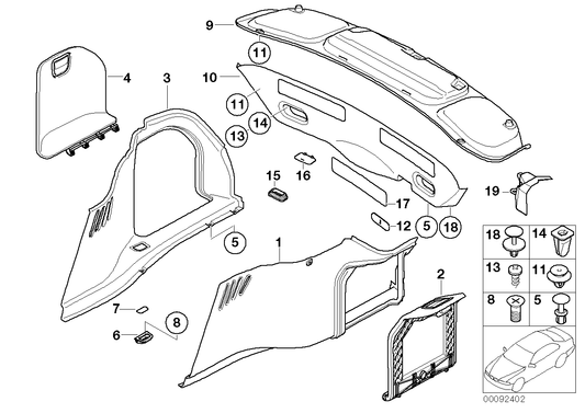 Genuine BMW 51477149199 E65 E66 Left Trunk Trim BASALTGRAU HELL (Inc. 750i, 760i & 740Li) | ML Performance US US Car Parts
