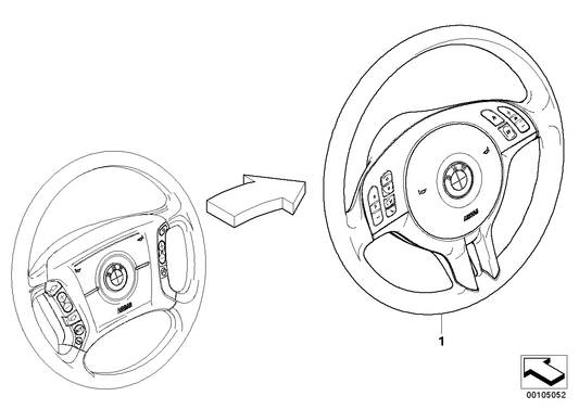 Genuine BMW 32306770422 E53 Airbag Sports Steering Wheel, Leather SCHWARZ (Inc. X5)