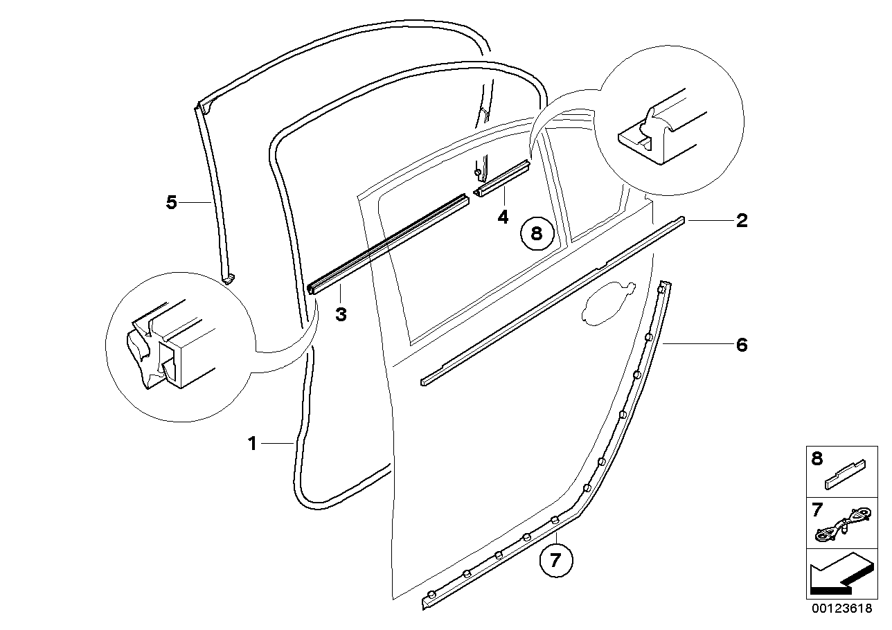 Genuine BMW 51227049438 E60 E61 Inner Right Window Channel Cover (Inc. 528xi, 520i & 525xi) | ML Performance US US Car Parts