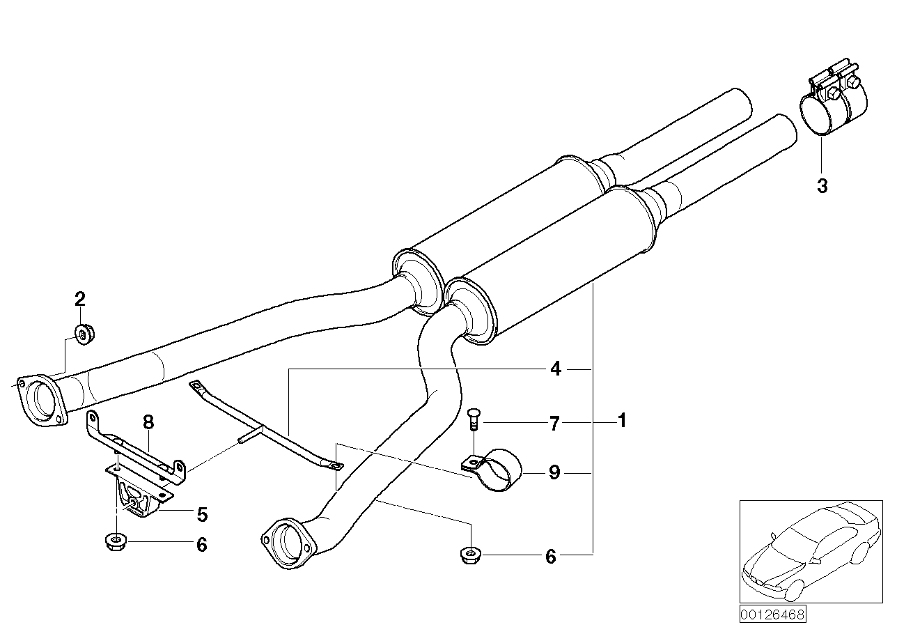 Genuine BMW 18107520570 E66 E65 E67 Exhaust Pipes With Primary Silencer (Inc. 760i, 760LiS & 760Li) | ML Performance US US Car Parts