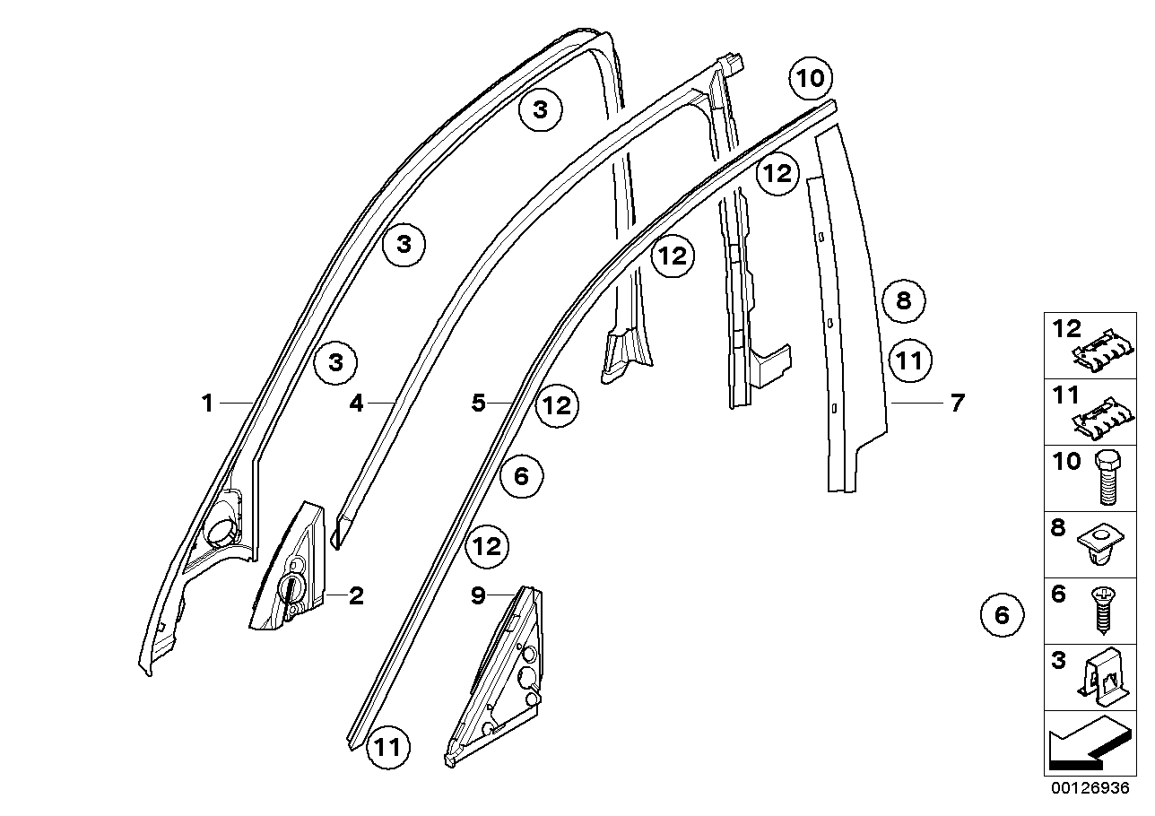 Genuine BMW 51337897668 E60 E61 Finisher Window Frame Top Fr Door GLANZSCHWARZ (Inc. 525i, 530xi & 523i) | ML Performance US US Car Parts