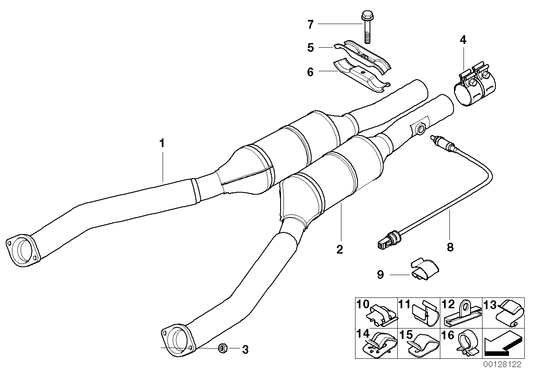 Genuine BMW 18301437545 E38 E39 Rp-Exhaust Pipe Catalytic Conv. Cyl. 5-8 ZYL.5-8 (Inc. 535i & 740i)