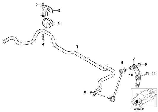 Genuine BMW 31351093793 E39 Stabilizer, Front D=24,5mm (Inc. 535i & 540i) | ML Performance US US Car Parts