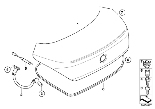 Genuine BMW 41627175304 E63 Right Trunk Lid Hinge (Inc. 645Ci, 630i & M6) | ML Performance US US Car Parts